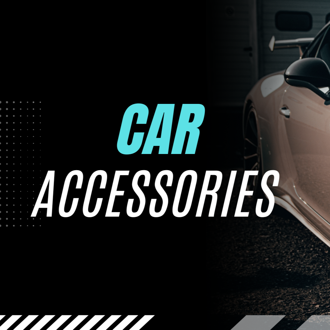 Car with 'CAR ACCESSORIES' text on a dark background